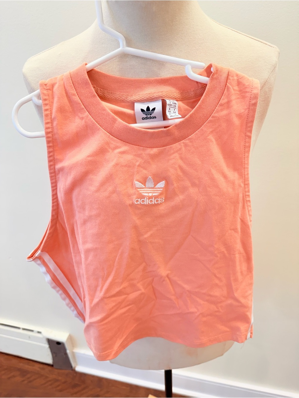 adidas Kids Coral Crop Tank with White Trefoil